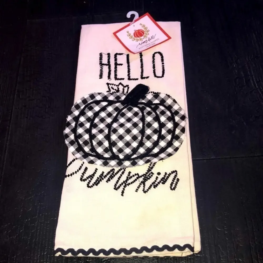 Hello Pumpkin Fall Kitchen‎ Towel Buffalo Plaid New